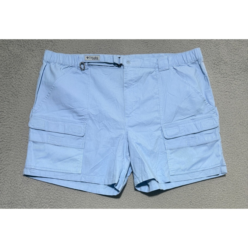 Columbia PFG Half Moon Blue Cargo Shorts Mens 2XL Fishing Hiking Mesh Pockets